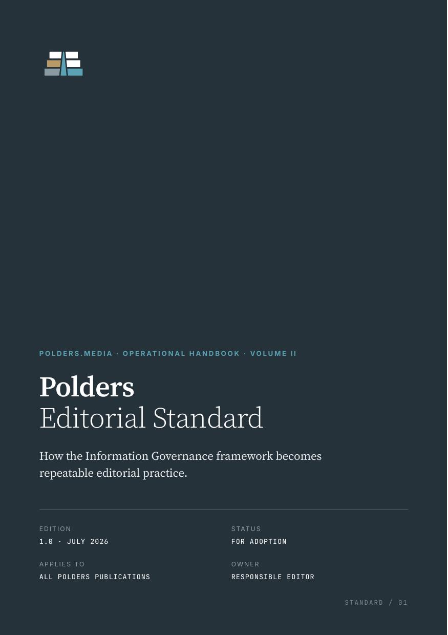 Cover of the Polders Editorial Standard, Volume II